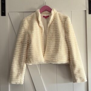 Betsey Johnson White Faux Fur Jacket